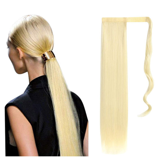 30-Second Dream Ponytail Extension(Straight) Long Straight Ponytail Wrap Around 22" Synthetic Hair Extension #613 Blonde