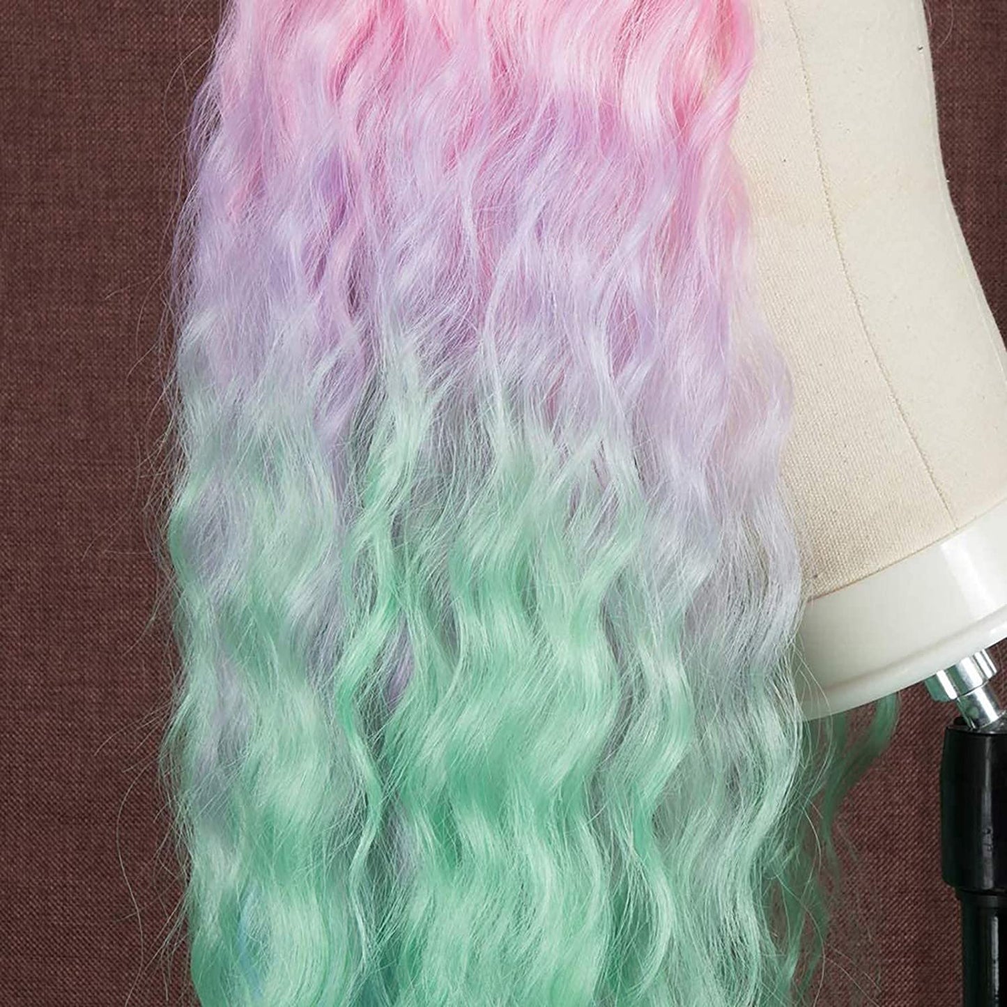 Pastel Rainbow Unicorn Princess Mermaid Waves | 30" Lace Front Synthetic | Human Hair Feel | Drag Queen | Custom Color | Stage Performer