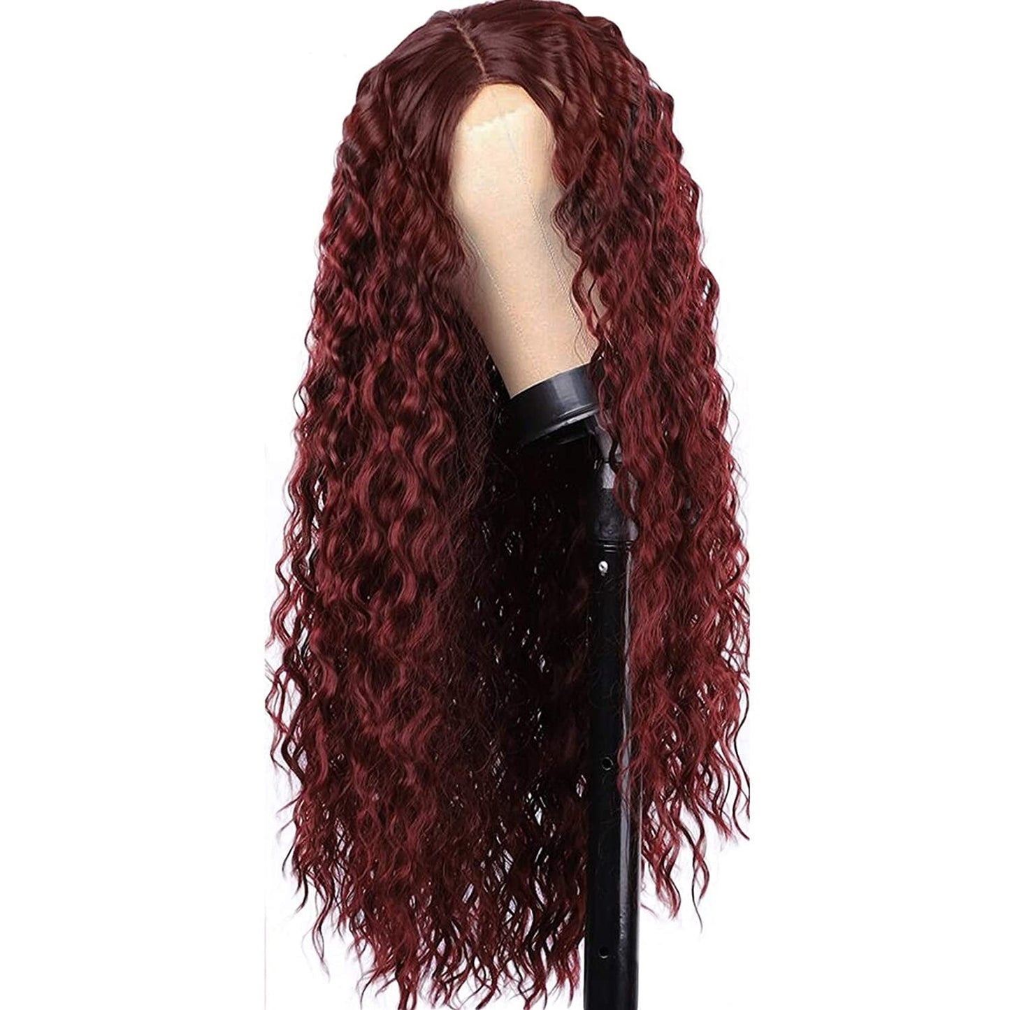Wine Red Wavy Color # 99j 30"+/- | Lace Front Wig with Baby Hair | Trendy Wig | Synthetic Top Quality Heat Resistant Fiber | Human Hair Feel