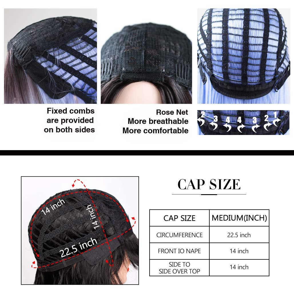 Ice Blue Queen Black Ombre | Hand Dyed | Top Quality Heat Resistant Synthetic Fiber 26"| Trendy Wig | Beautiful Daily Wear | Human Hair Feel