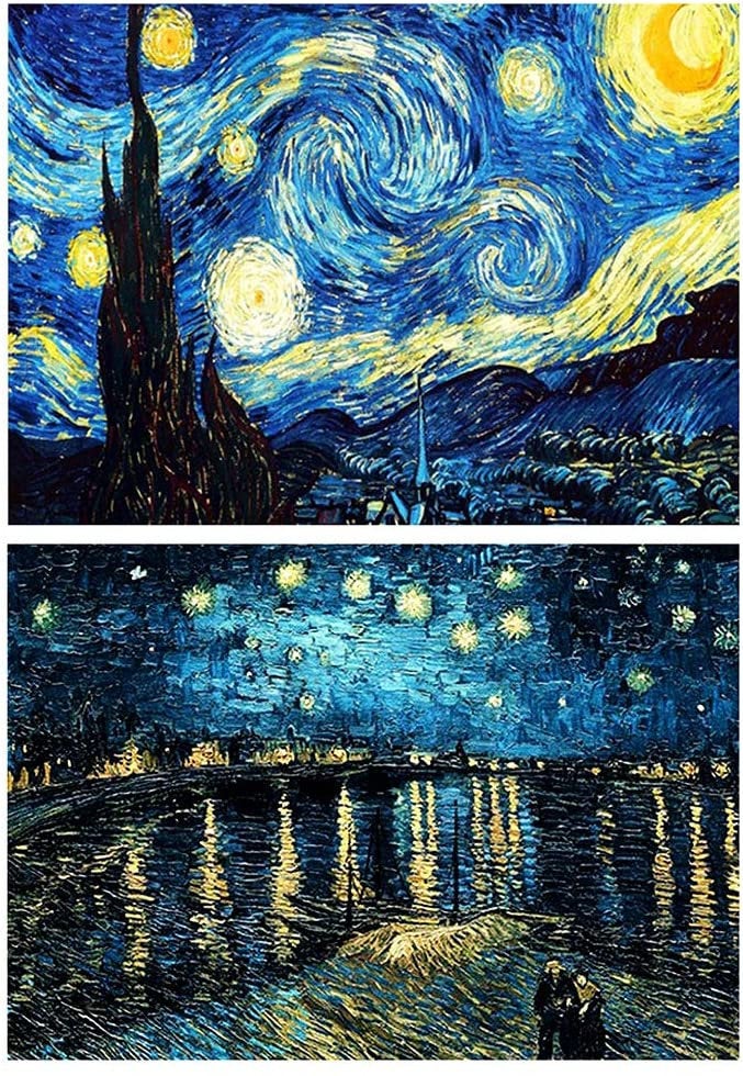 Starry Night Over the Rhône (1888) - Set of 2 | 20 x 16" | DIY 5D Diamond Art Full Drill Embroidery Painting Kit | Home Wall Art Décor