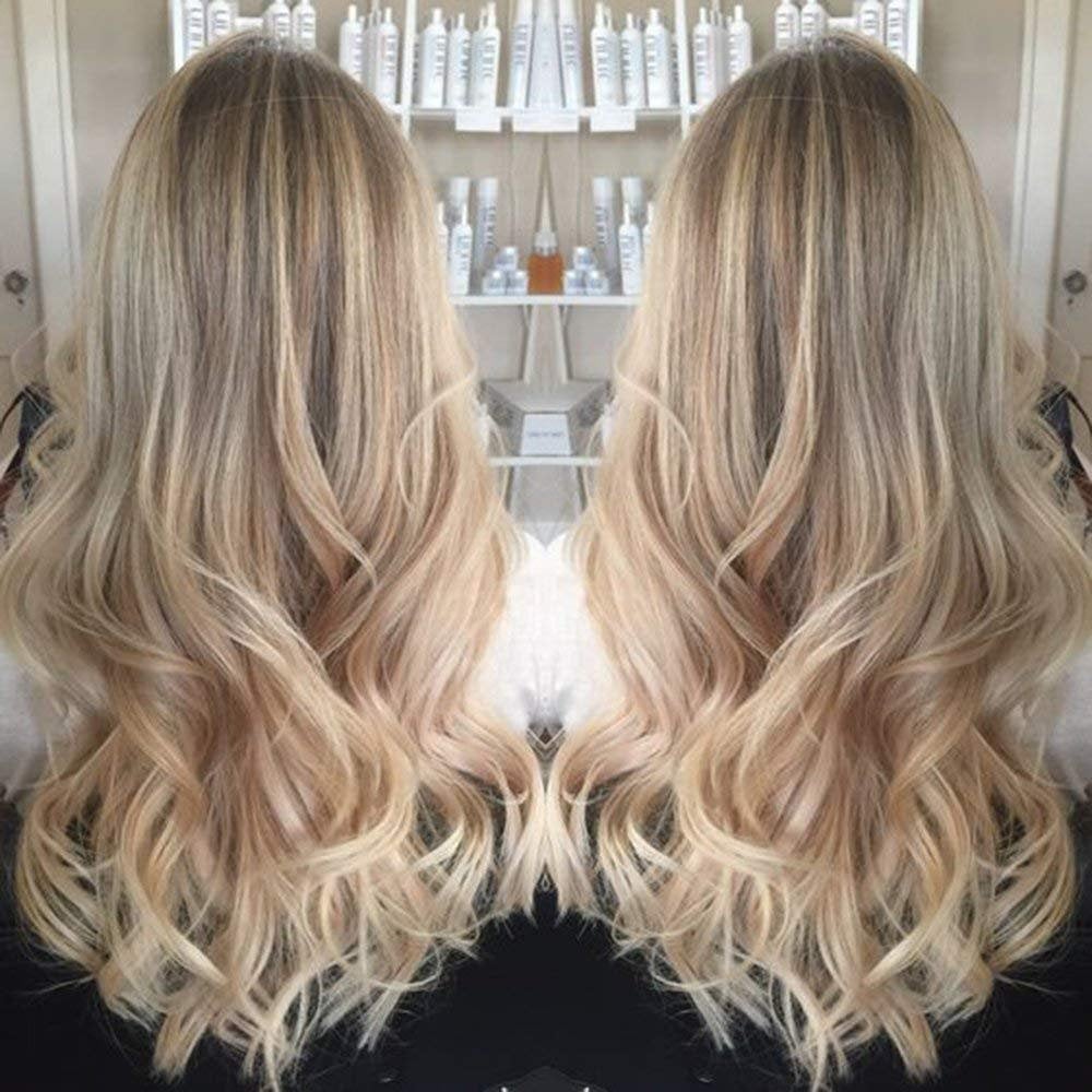 Ash Brown Natural Blonde Two Tone 25" Long Wavy High Density Synthetic Heat Resistant Wig One of the Very Best Unique Custom Handmade Units