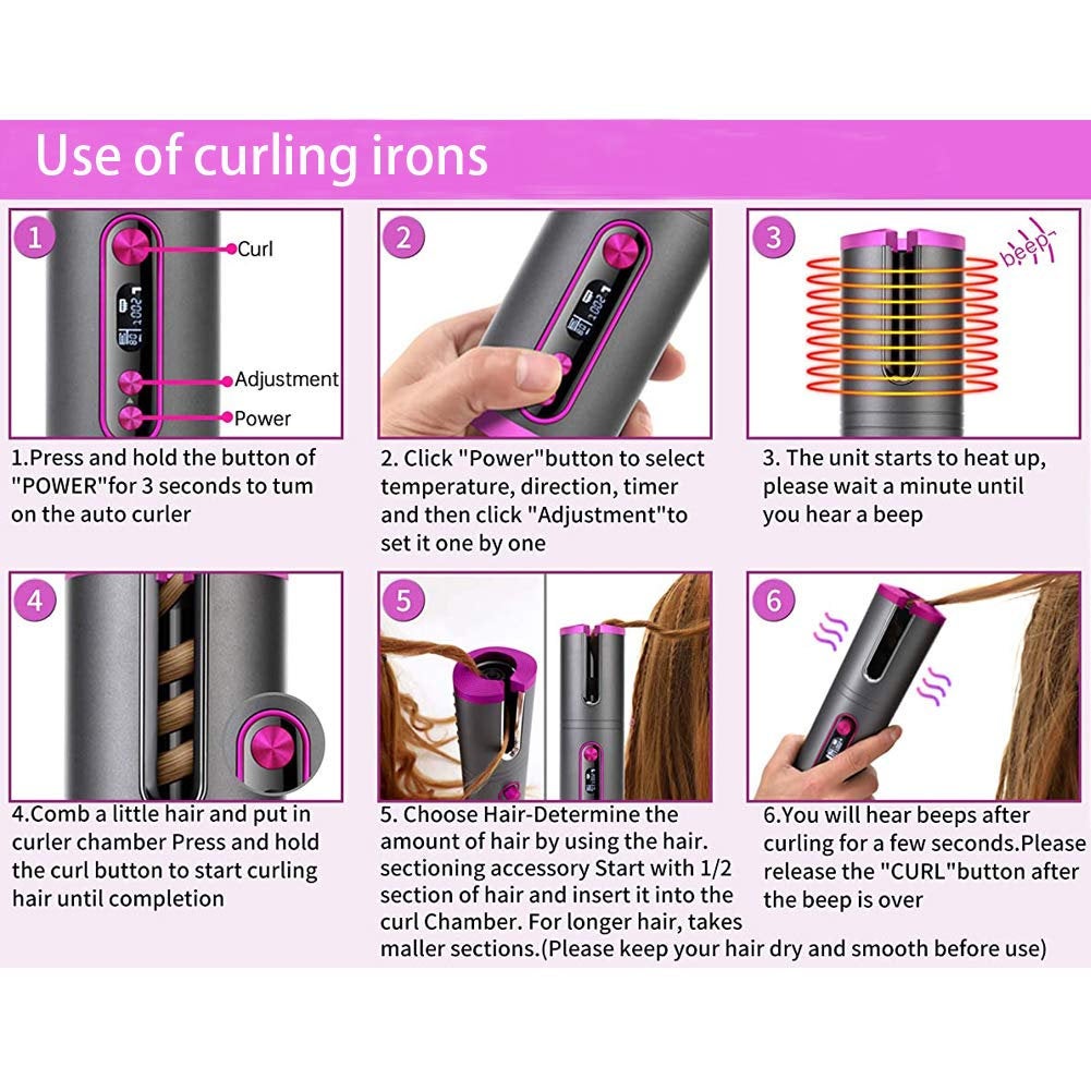Auto Rotating Hair Curler | USB Chargeable | World's first cordless hair curler |  Perfect Curls within seconds even on the GO!