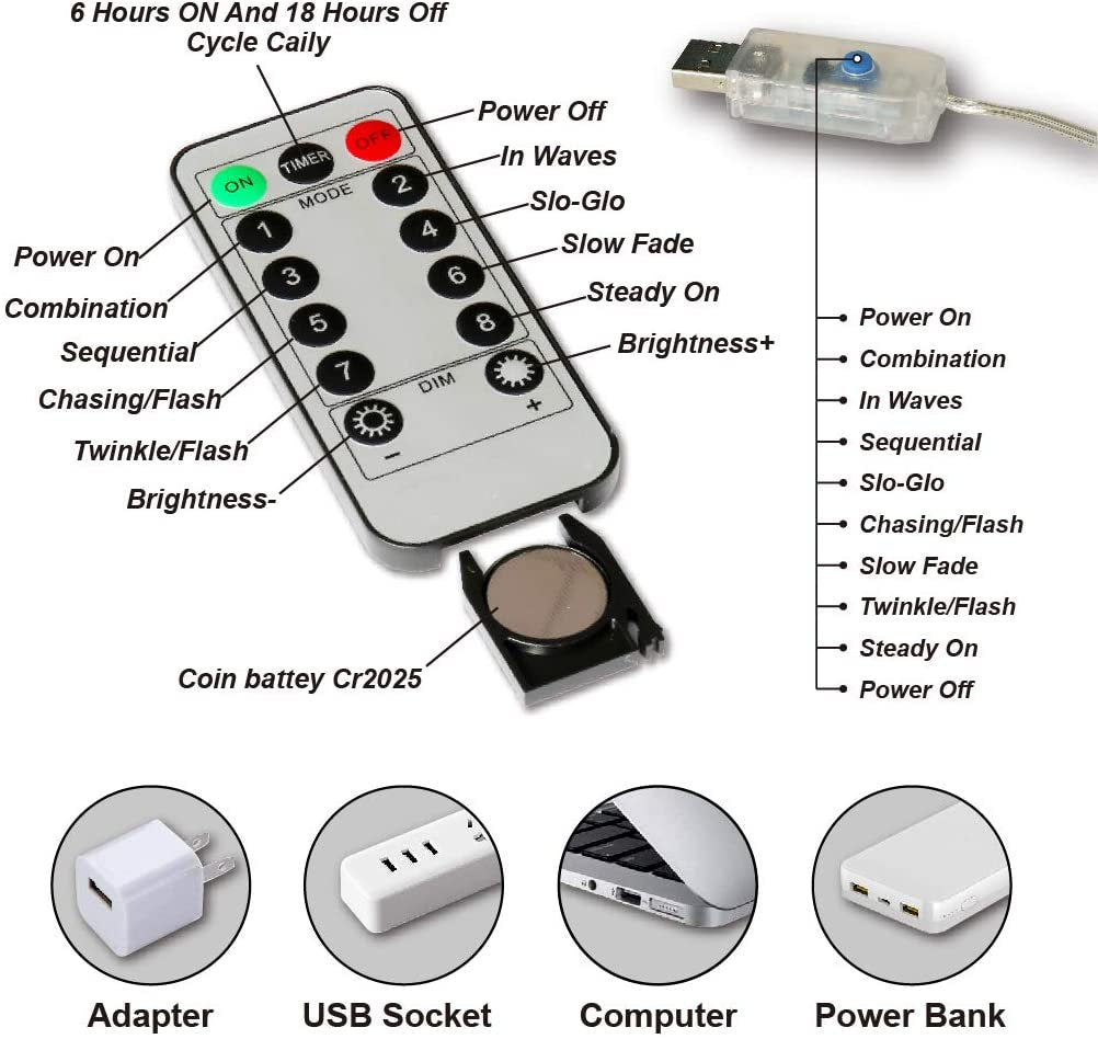 LED Fairy String Lights 33 Ft with 100 Lights & 88 Photo Clips Remote 8 Mode Hang Photos Pictures Bedroom Decoration USB Operated Warm White