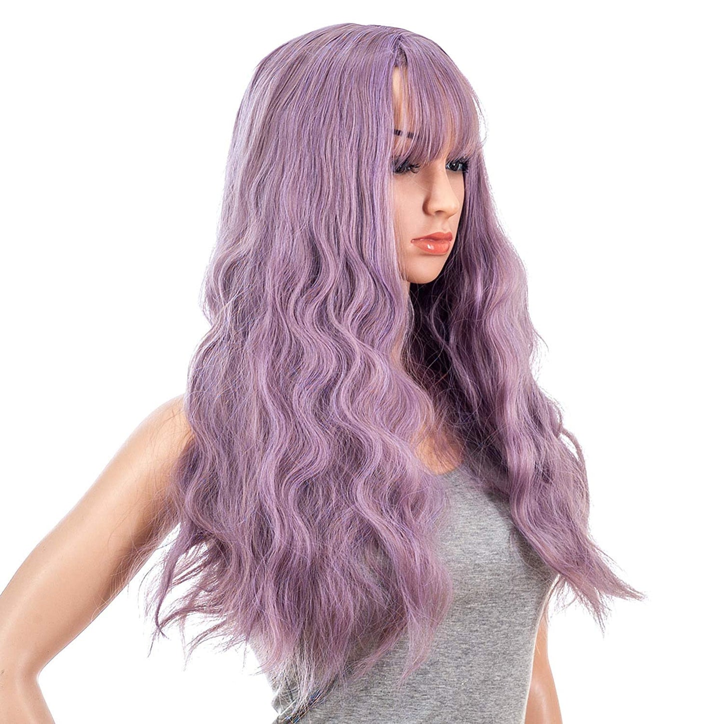 Dusty Pink Purple Wavy 26" | Trendy Wigs | Synthetic Top Quality Heat Resistant Fiber | Human Hair Feel | Instant Hair Style Transformation