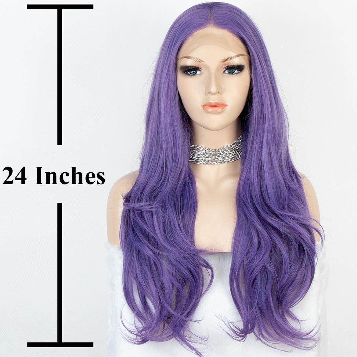 Light Lavender Glueless Purple High Temperature Heat Resistant Fiber 24" | Trendy Wig | Synthetic Top Quality Custom Made | Human Hair Feel