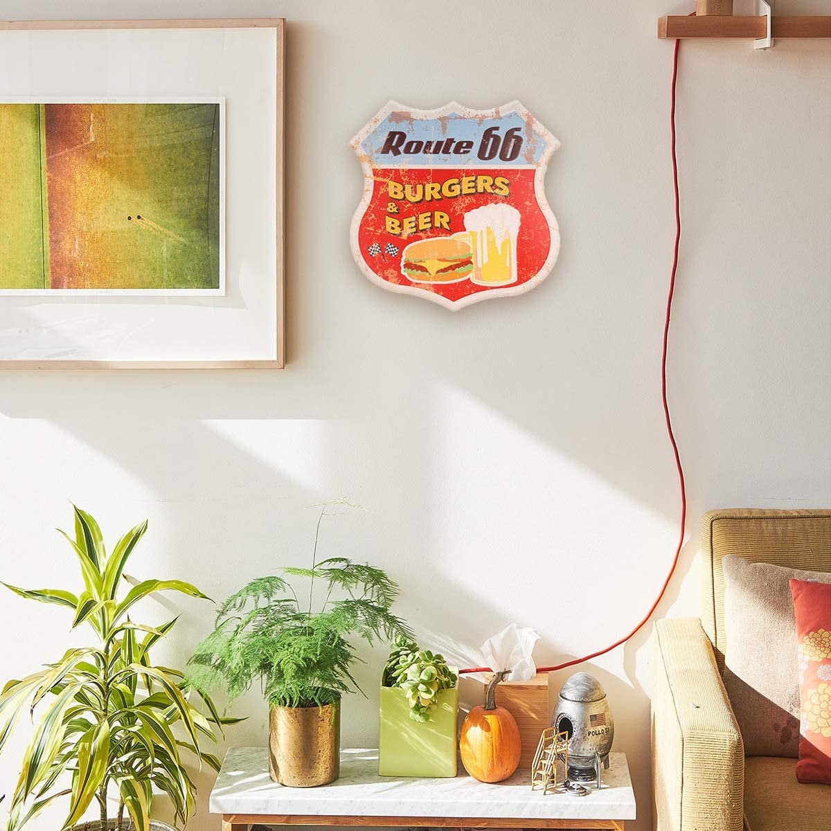 Retro Fashion Chic Route 66 Shield Tin Signs Retro Vintage Metal Signs Classic American Décor 12x12" Vintage Route 66 Choose from 4 Styles