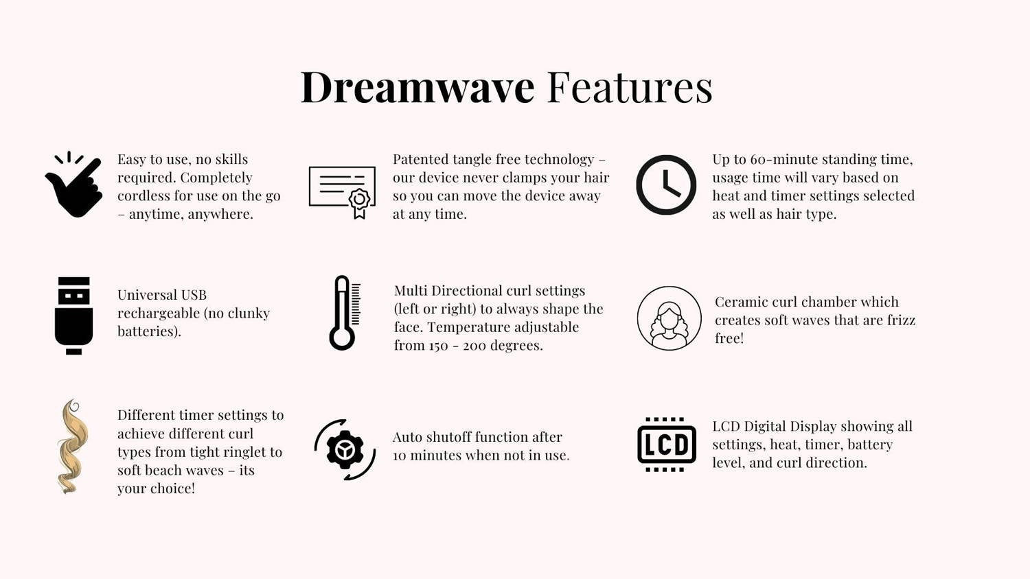 Auto Rotating Hair Curler | USB Chargeable | World's first cordless hair curler |  Perfect Curls within seconds even on the GO!