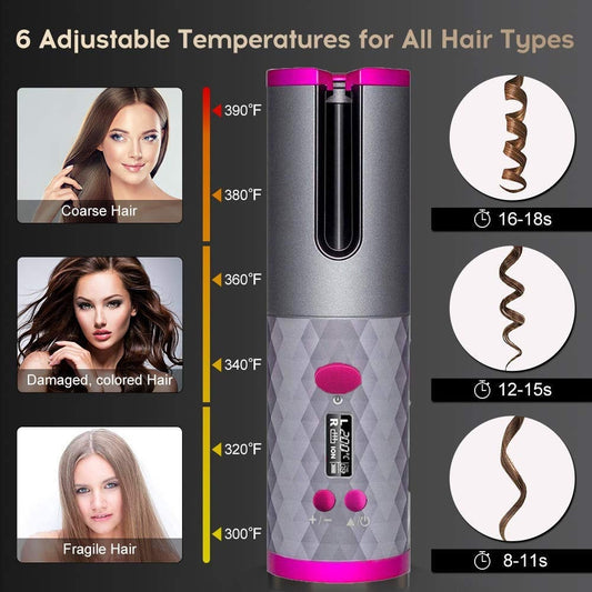 Auto Rotating Hair Curler | USB Chargeable | World's first cordless hair curler |  Perfect Curls within seconds even on the GO!