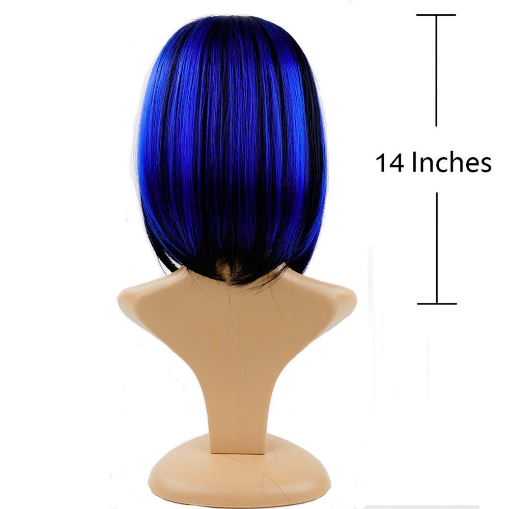 Cobalt Blue Ombre Shoulder Length 14" Bob Synthetic  | Top Quality Heat Resistant Fiber | Human Hair Feel | WIG Cap Included | Free Shipping