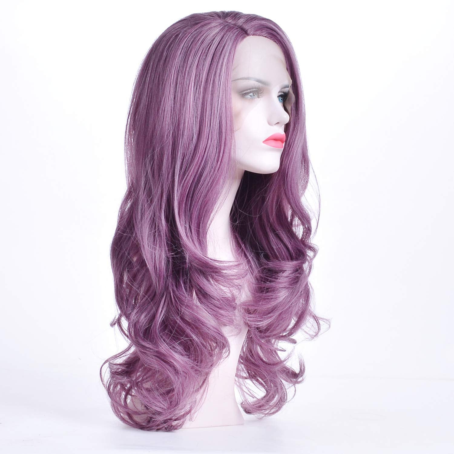 Lavender Glueless Purple High Temperature Heat Resistant Fiber 24" | Trendy Wig | Synthetic Top Quality Lace | Custom Made | Human Hair Feel