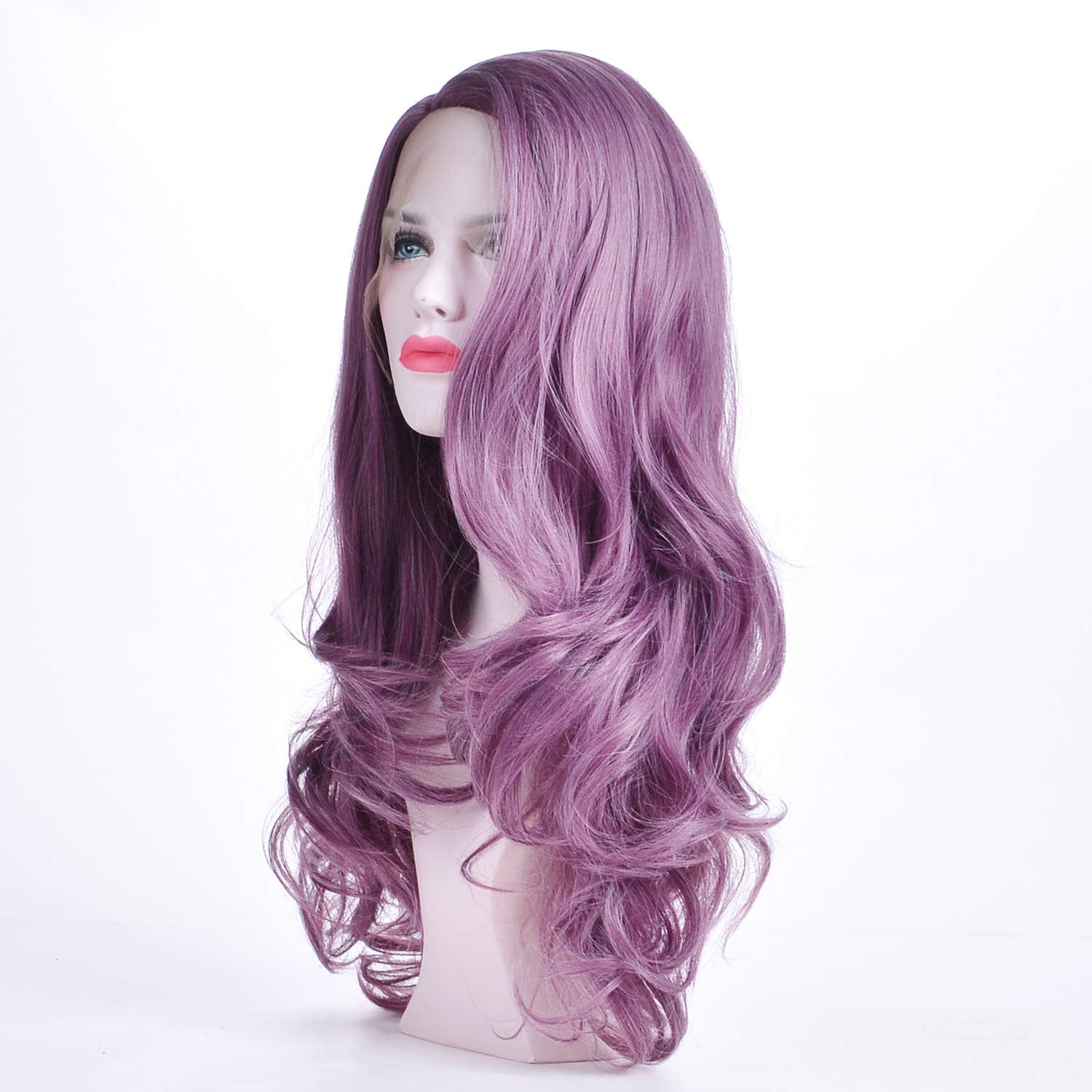 Lavender Glueless Purple High Temperature Heat Resistant Fiber 24" | Trendy Wig | Synthetic Top Quality Lace | Custom Made | Human Hair Feel