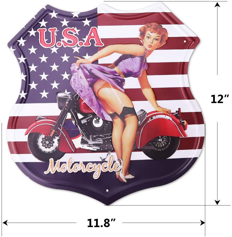 Retro Fashion Chic Route 66 Shield Tin Signs Retro Vintage Metal Signs Classic American Décor 12x12" Vintage Route 66 Choose from 4 Styles