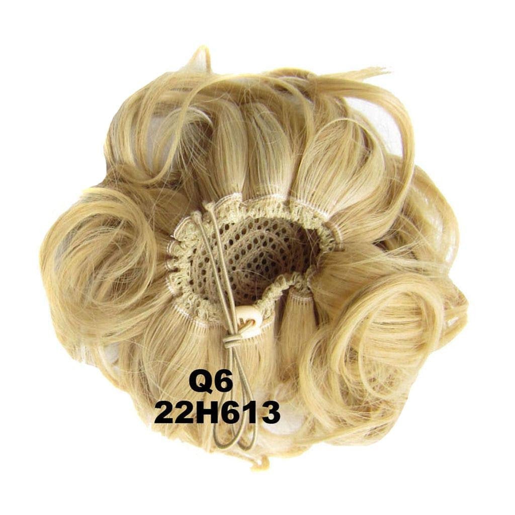 Ash Blonde Bleach Blonde Mix 22H613 Wavy Messy Bun Drawstring Cover Updo Ponytail Curly Messy Bun Chignon Extensions Scrunchy Updo Hairpiece