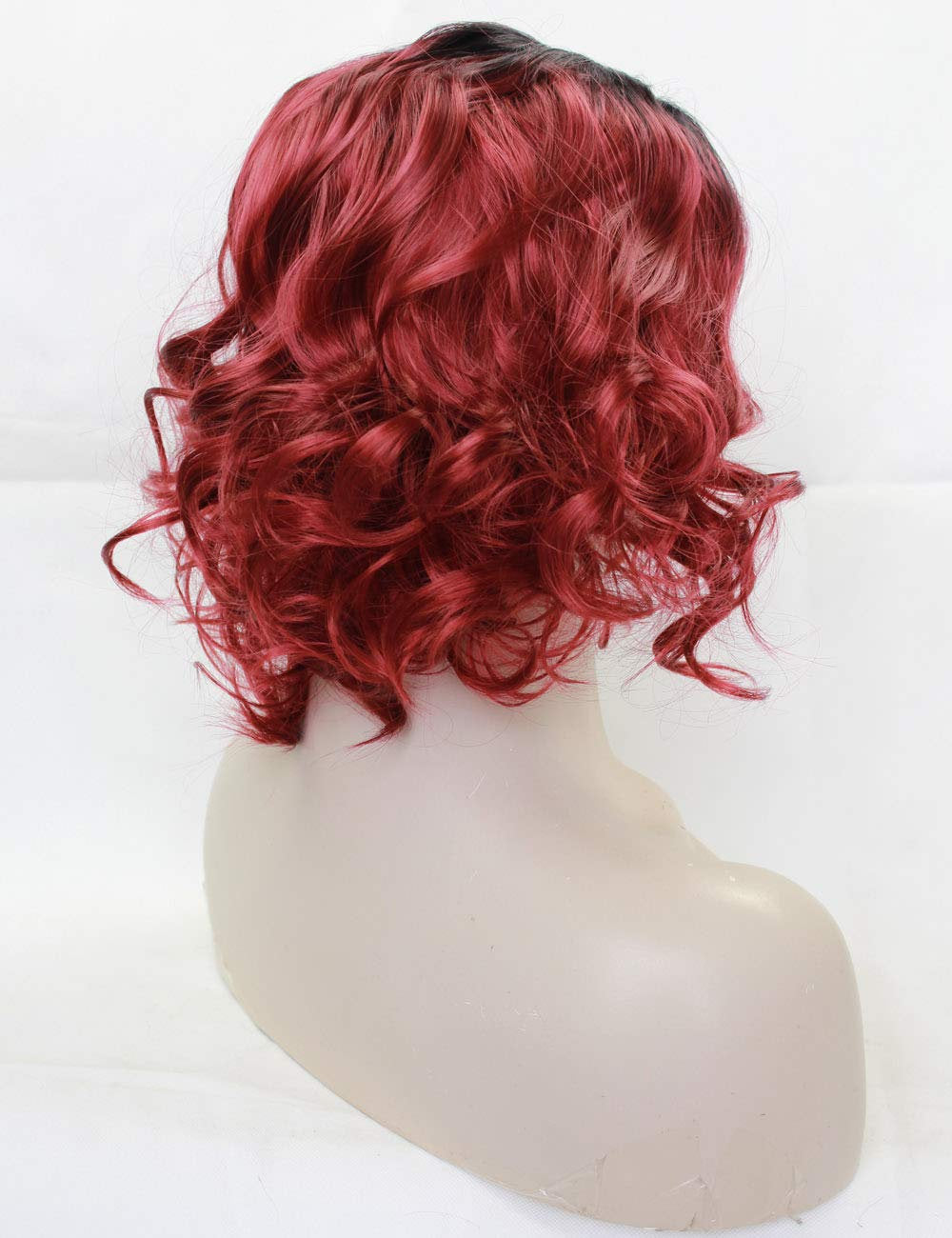 Wine Red Ombre Wig with Dark Roots | Synthetic Burgundy Side Part Bob | One Available | Top Quality Heat Resistant Fiber | Human Hair Feel