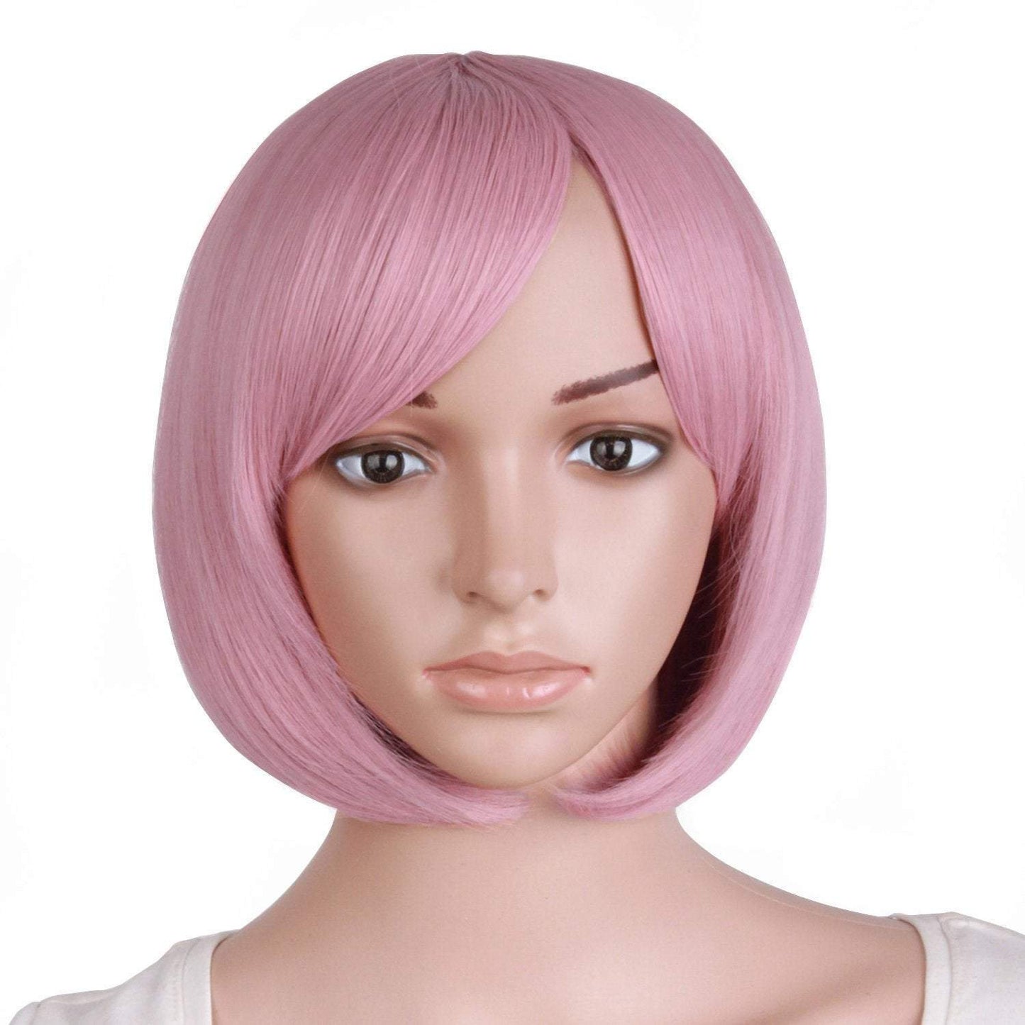 Rouge pink 12" bob, daily wear, cosplay, dress up, photo shoot, short wig with bangs, top of the line heat resistant synthetic fiber