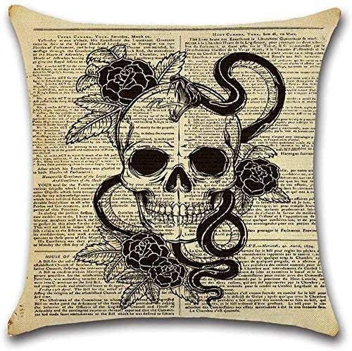 Vintage valentine day till death do us part decorative throw pillow covers skulls newspaper background pillow case home décor gift set