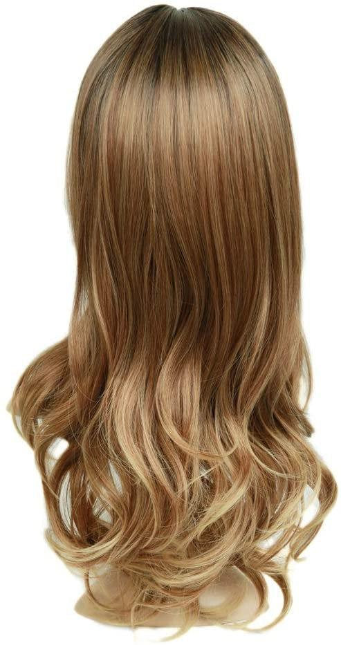 Golden brown black hand dyed ombre synthetic 28" wig best seller