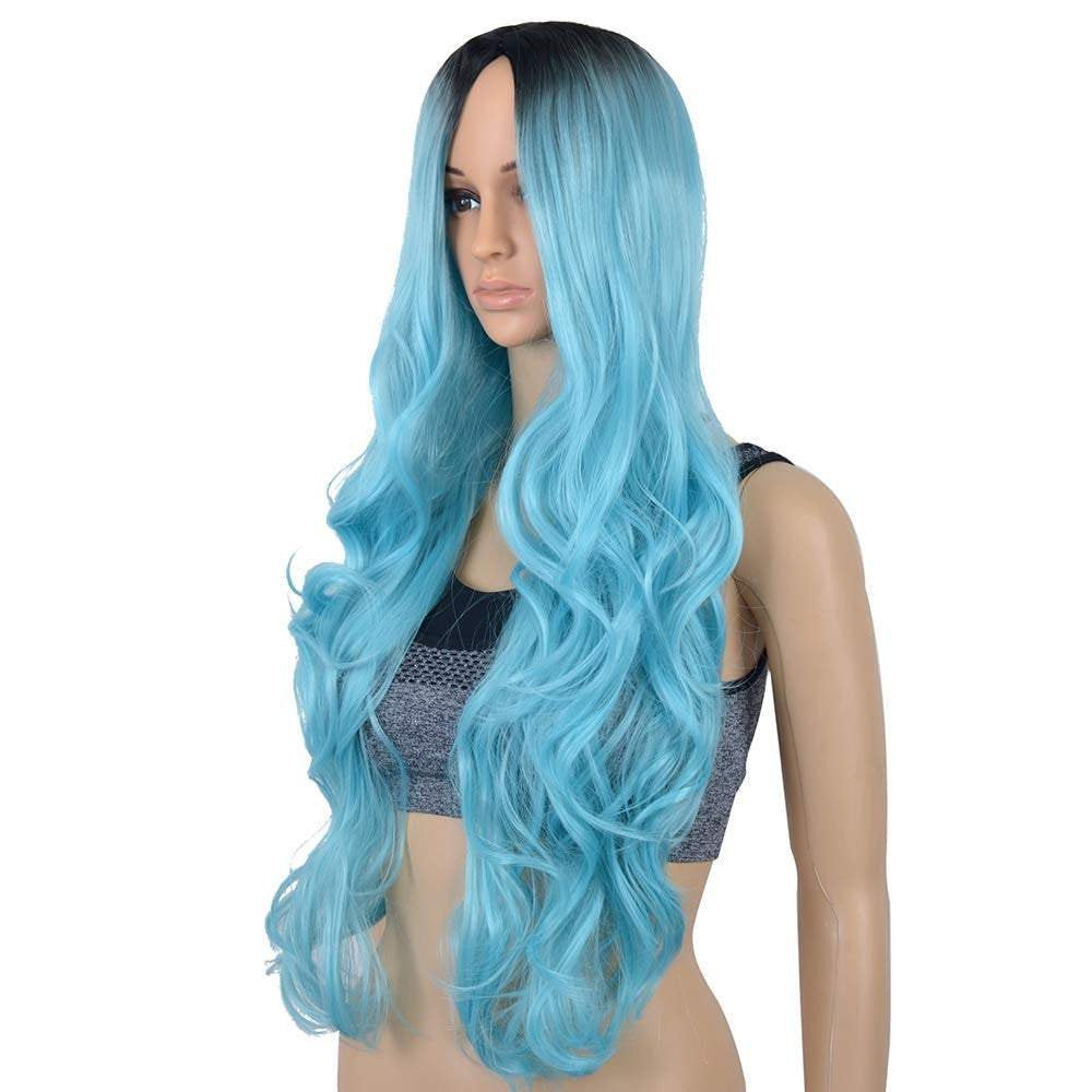Trendy sky blue ombre | unicorn | mermaid | 27" synthetic | human hair feel | drag queen | custom colored | stage performer | party wig
