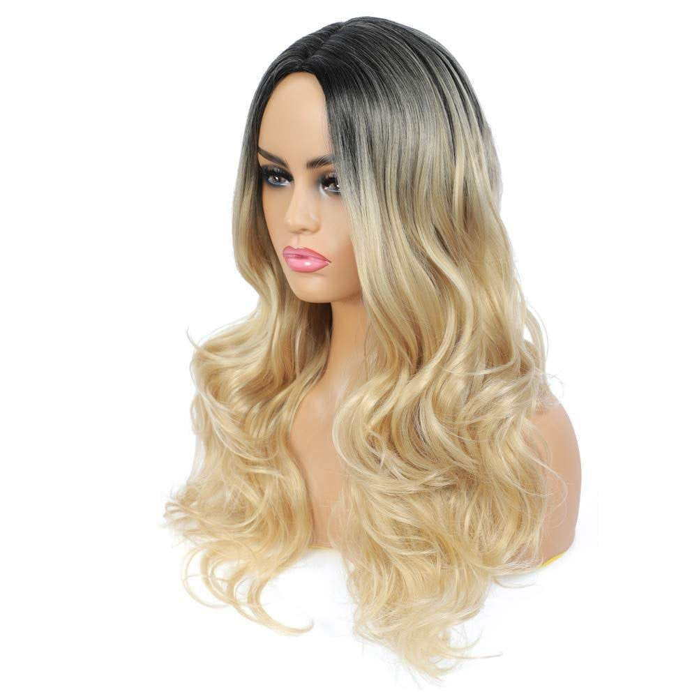 Blonde ombre wavy 24" | trendy wigs | synthetic top quality heat resistant fiber | human hair feel | free shipping 35+ delivery 3 to 5 days