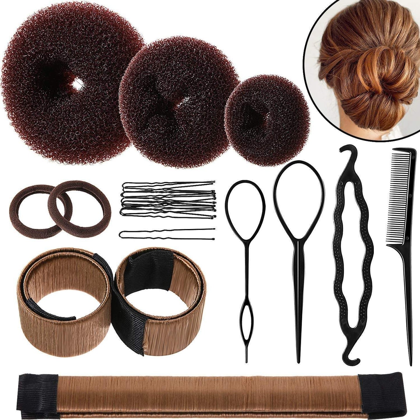 Complete hair bun shaper styling set | everything you need for making the trending cat ear buns | works with any hair type or length