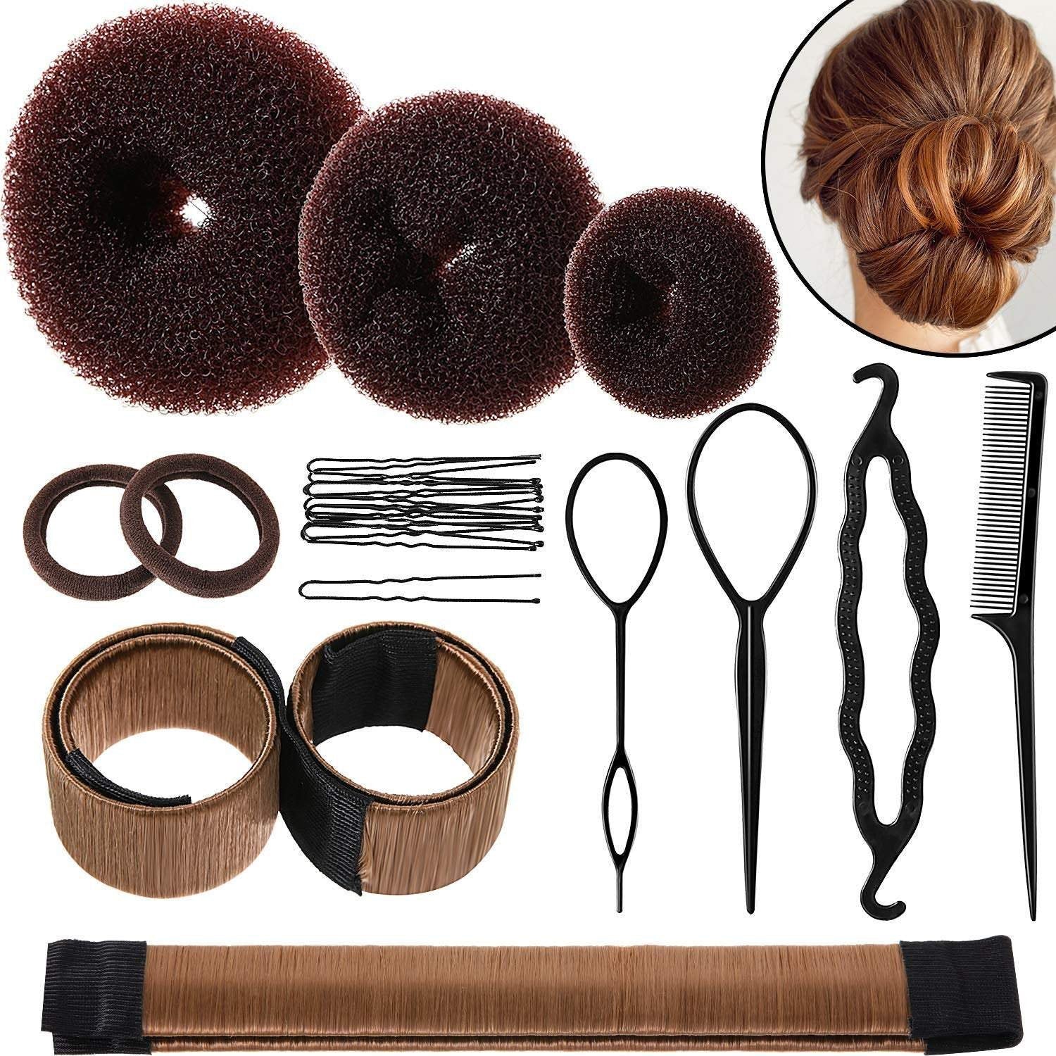 Complete hair bun shaper styling set | everything you need for making the trending cat ear buns | works with any hair type or length