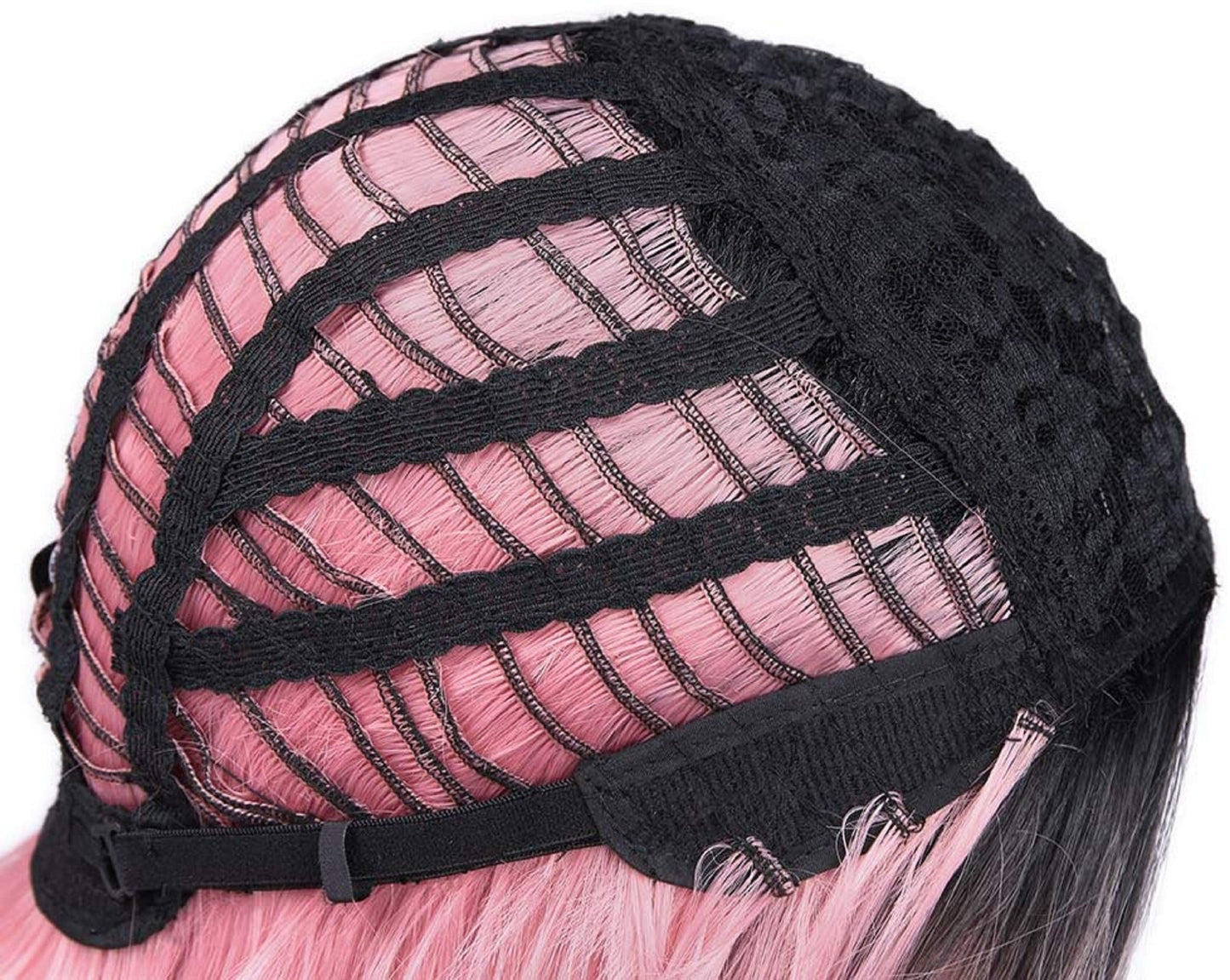 Trendy wig black to candy pink synthetic heat resistant curly wig 22"