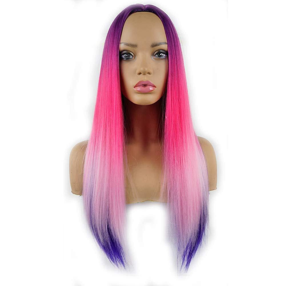 Andromeda | trendy five color rainbow | unicorn | mermaid | straight synthetic | heat resistant | daily wear | cosplay fashion party wig 26"