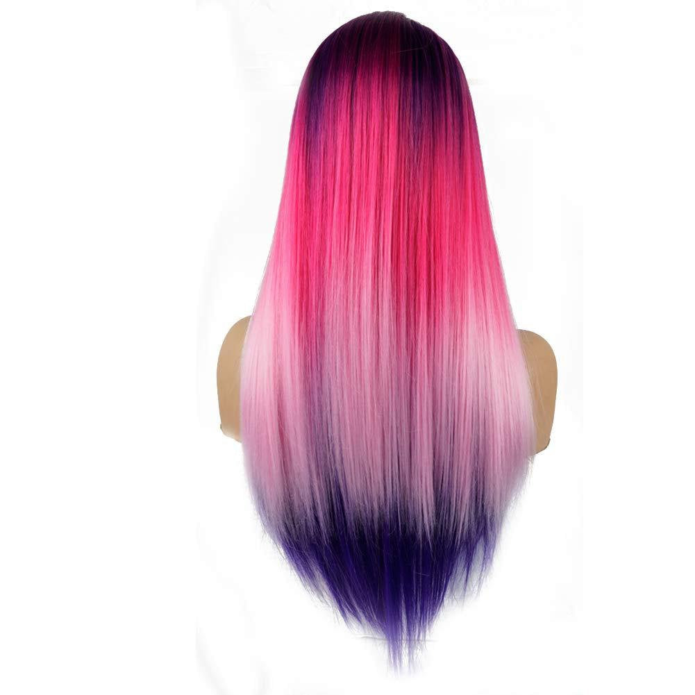 Andromeda | trendy five color rainbow | unicorn | mermaid | straight synthetic | heat resistant | daily wear | cosplay fashion party wig 26"