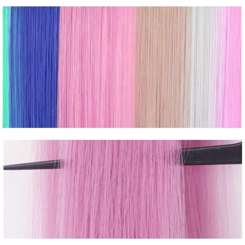 22 colorful hair extension party highlights multi-colors clip in hair synthetic hairpieces 22 inches