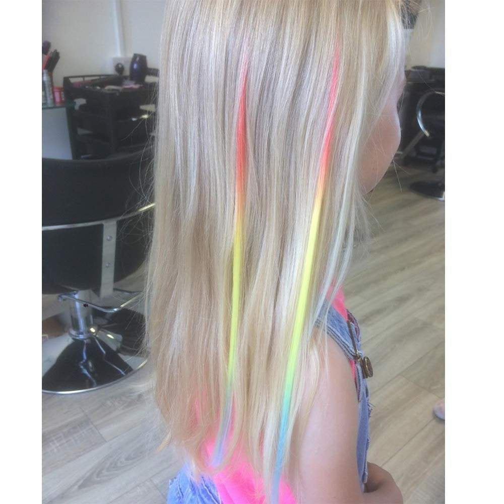 22 colorful hair extension party highlights multi-colors clip in hair synthetic hairpieces 22 inches