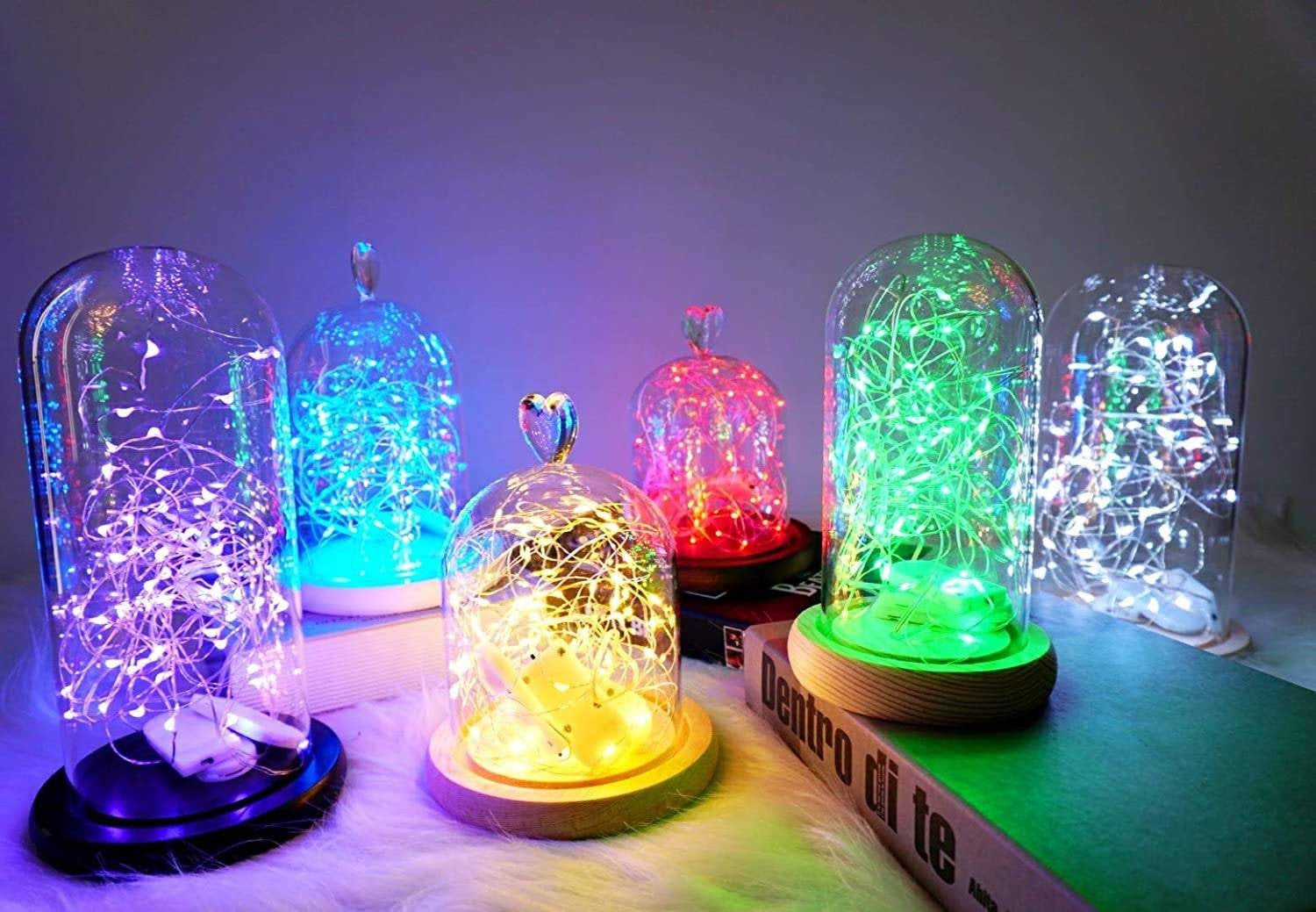 Starry fairy string lights led firefly silver color wire lights 20 led 7.2ft battery powered lights for diy wedding party jar centerpiece