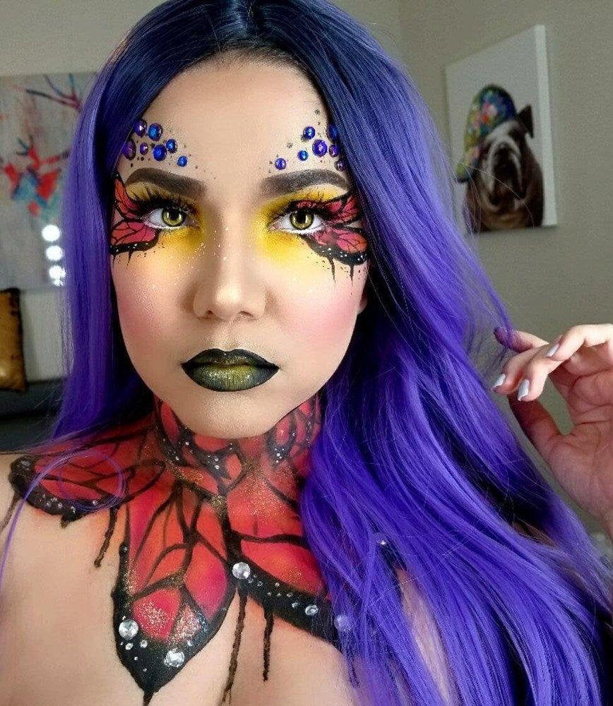 Black to purple ombre | big wave | 26" synthetic | human hair feel | drag queen | trendy custom styled | stage performer wig | ready to ship