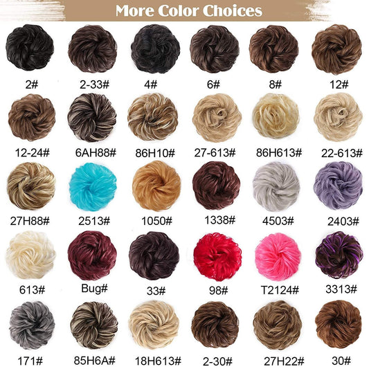 Attractive large thick curly scrunchie messy bun updo clip in hair piece extensions