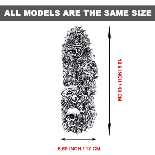 6 Full Arm 6 x 18" Sheets Waterproof Fake Tattoo Temporary Realistic Waterproof Full Arm Fake Tattoo Flower Can Also Use for DIY Crafting