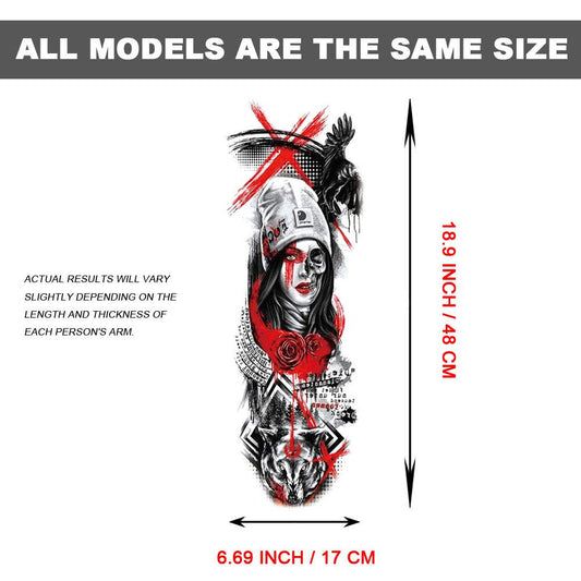 6 Full Arm 6 x 18" Sheets Waterproof Fake Tattoo Temporary Realistic Waterproof Full Arm Fake Tattoo Totems Can Also Use for DIY Crafting