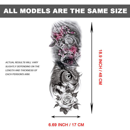 6 Full Arm 6 x 18" Sheets Waterproof Fake Tattoo Temporary Realistic Waterproof Full Arm Fake Tattoo Totems Can Also Use for DIY Crafting