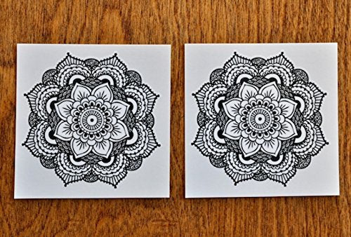 Yoga Mandala Temporary Tattoo - Realistic Body Art - Yoga Gift - Set of 2 Temporary Tattoos, 2.5" x 2.5"