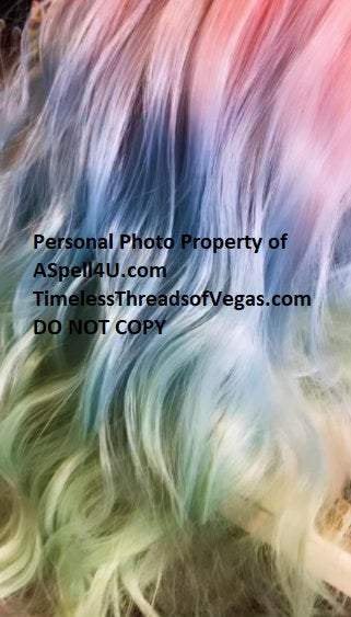 Trendy rainbow | unicorn | mermaid | big wave | 22" synthetic | human hair feel | drag queen | custom colored | stage performer | party wig
