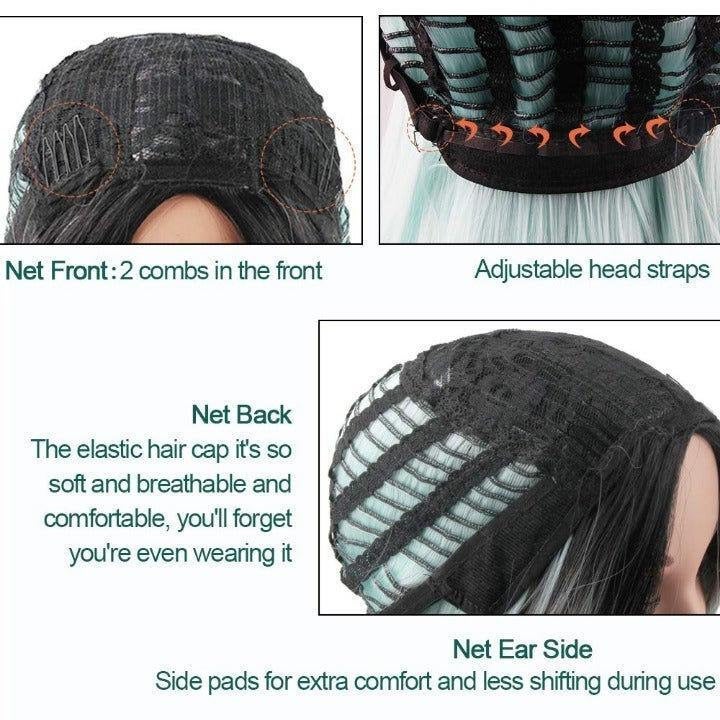 Chocolate chip mint green middle part ombre wig 26" | trendy wig | synthetic top quality heat resistant fiber | human hair look and feel