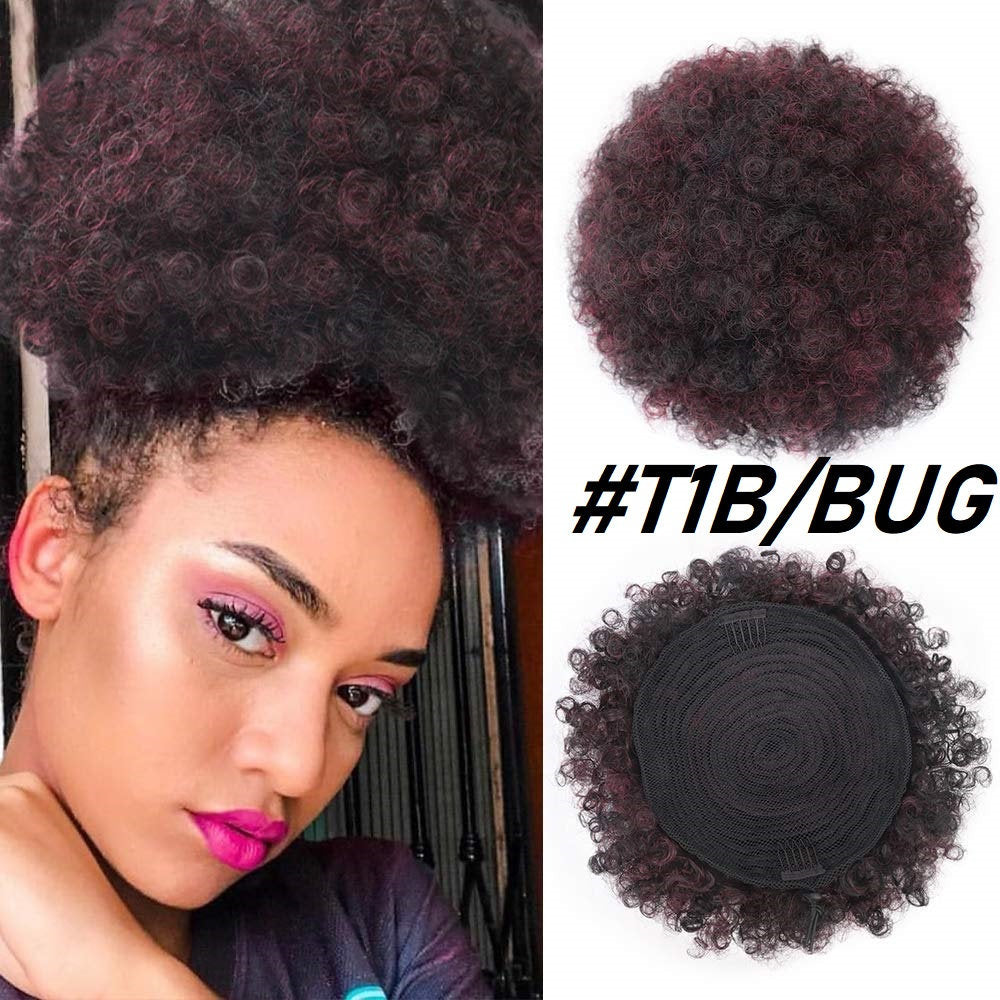 Thick FAUX Human Hair | Synthetic Drawstring Ponytail Puff | Curly Hair Synthetic Updo | Large Donut Chignons | Trendy Cat Ear Buns Style