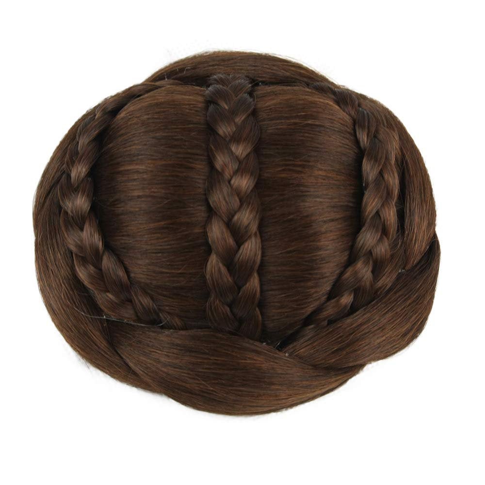French girl style | thick faux human hair | braided hair bun |  color choice of 6 | fashion trending | super fluffy | get 2 for cat ear buns