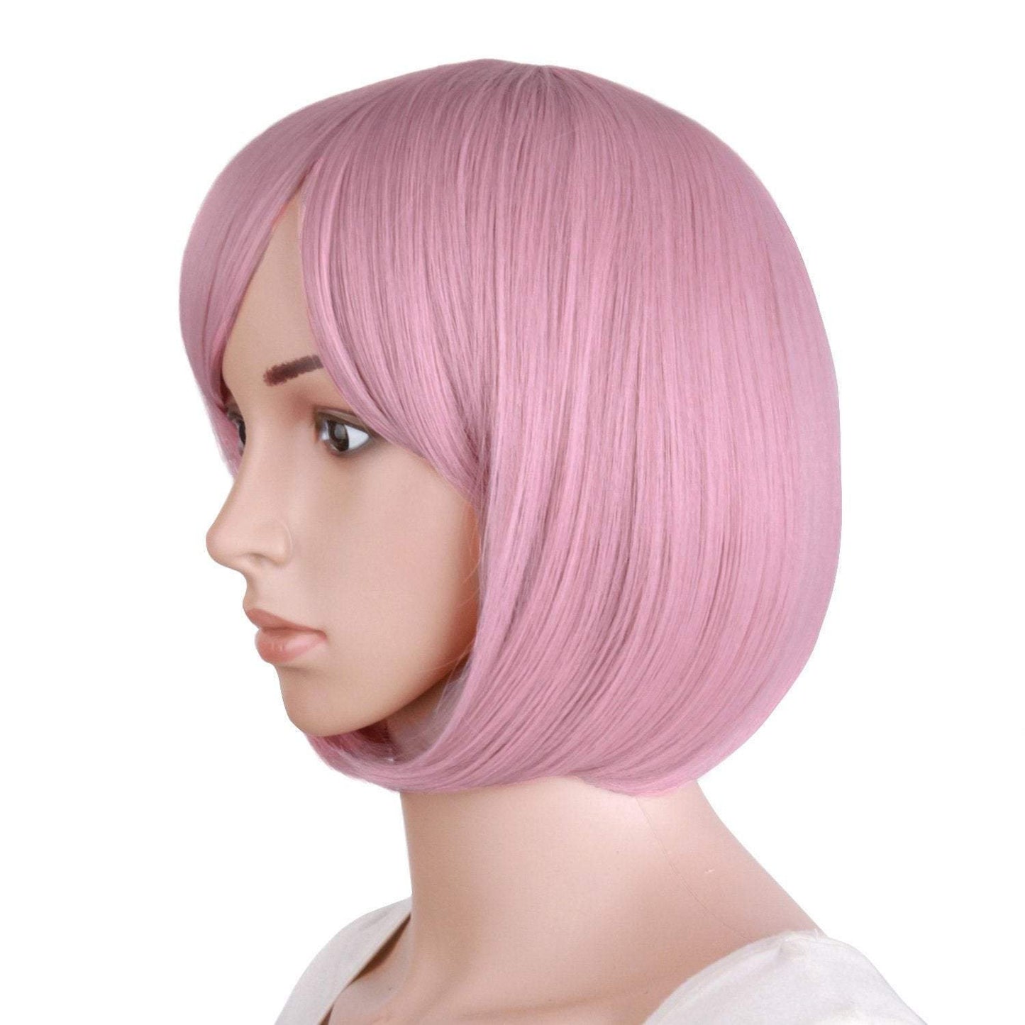Rouge pink 12" bob, daily wear, cosplay, dress up, photo shoot, short wig with bangs, top of the line heat resistant synthetic fiber