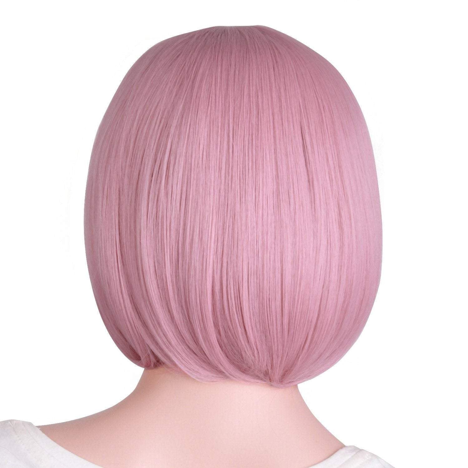 Rouge pink 12" bob, daily wear, cosplay, dress up, photo shoot, short wig with bangs, top of the line heat resistant synthetic fiber