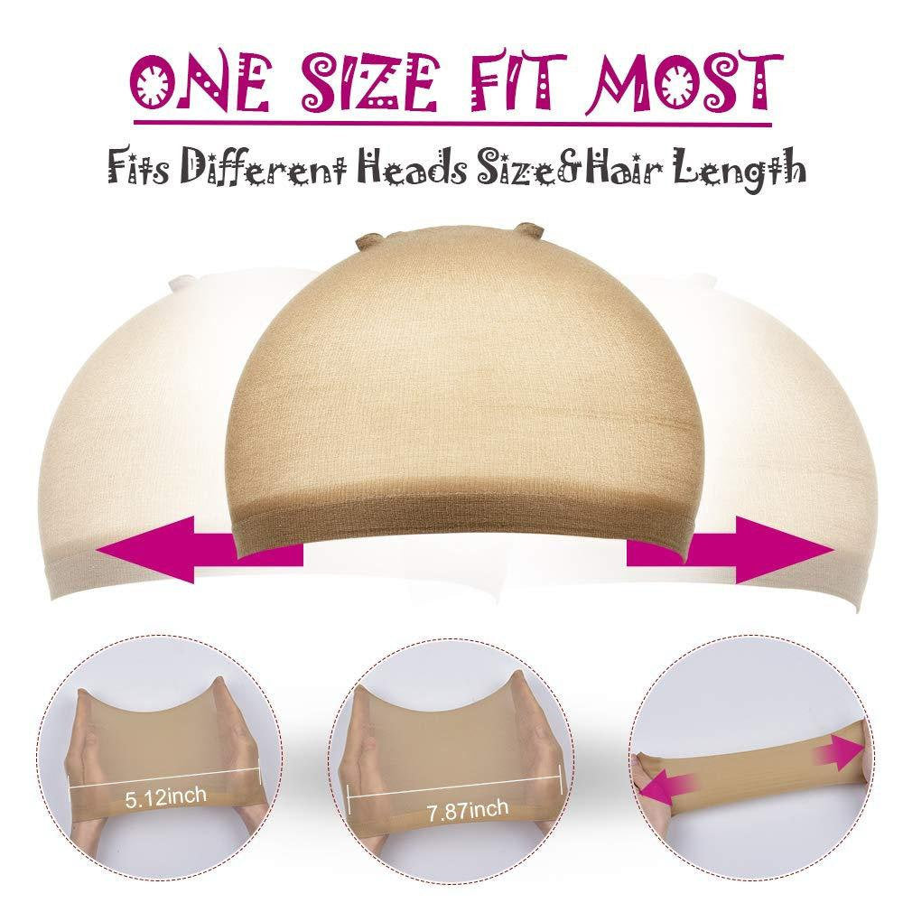 Deluxe open end net wig cap liners for synthetic, lace, or human hair wigs 2 pack