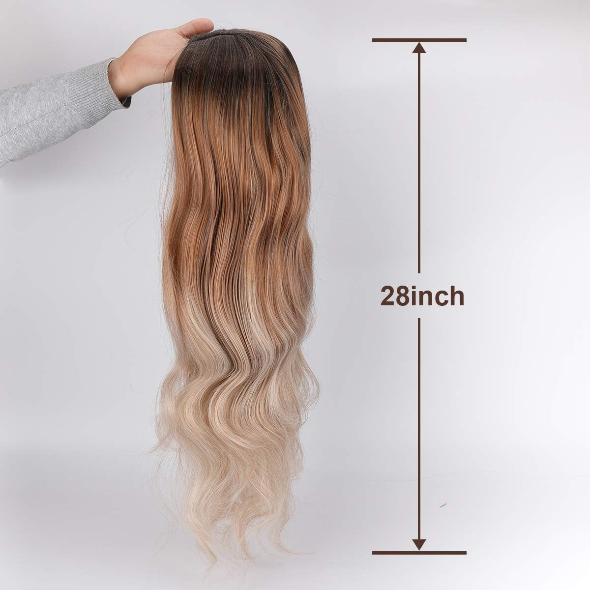 Golden brown black hand dyed ombre synthetic 28" wig best seller