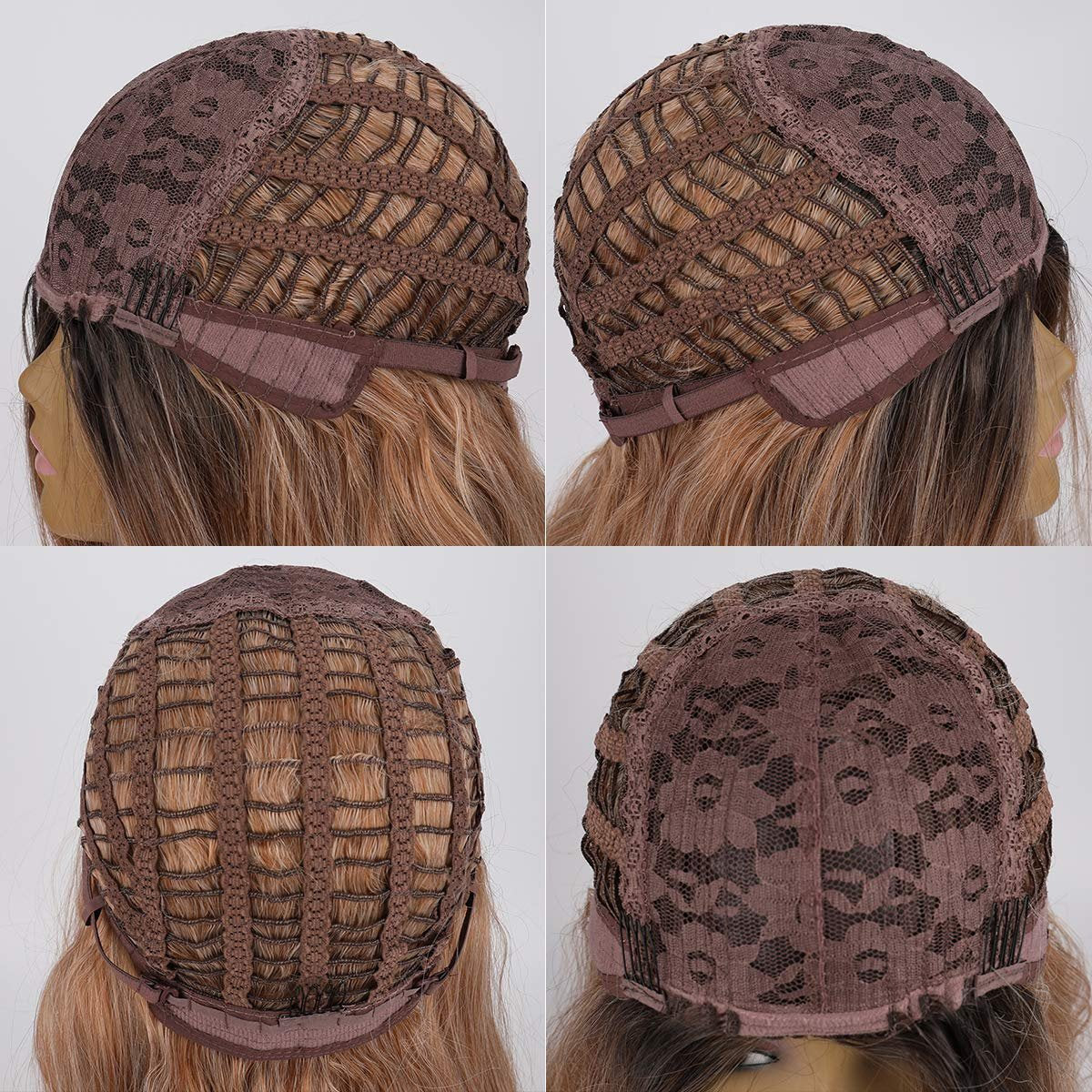 Golden brown black hand dyed ombre synthetic 28" wig best seller