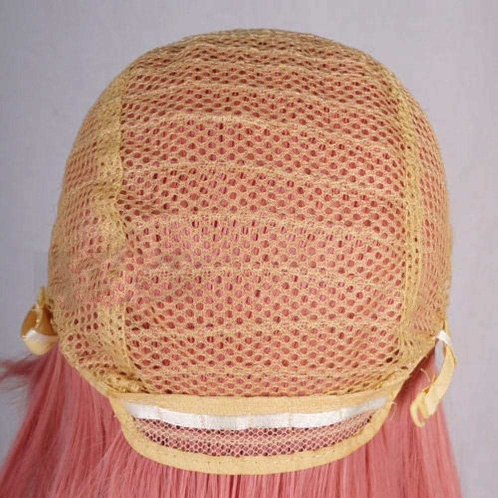 Anime costume party dress heat resistant synthetic curly wig with bangs pastel pink purple 24"