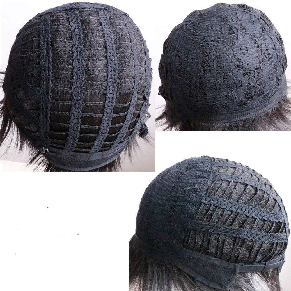 Rainbow streak black bob quick wig synthetic wig high temperature heat resistant 150% density 8.5 inch top selling