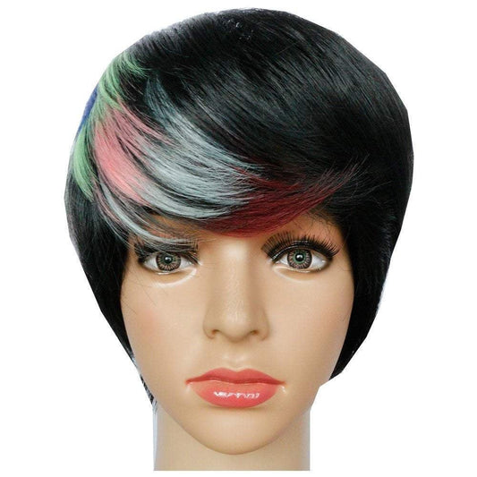 Rainbow streak black bob quick wig synthetic wig high temperature heat resistant 150% density 8.5 inch top selling